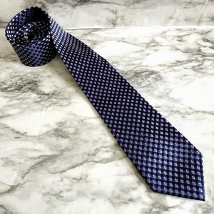Michael Kors 100% Silk Navy & Purple Necktie With Gray Flecks